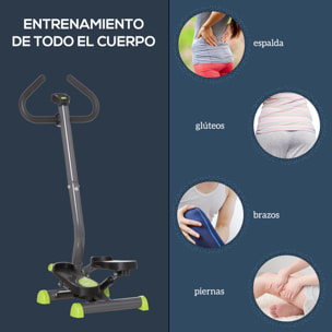 Máquina de Step Stepper Fitness en Casa para Escaleras con Pantalla LCD Manillar y Pedales Antideslizantes Equipo de Ejercicio para Gimnasio Oficina 55x44x108 cm Gris y Verde