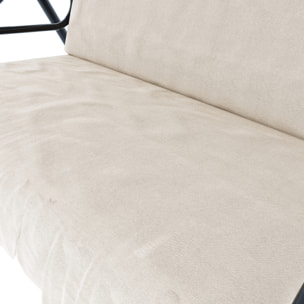 Dondolo 3 Posti Algarve Con Tettuccio Parasole Regolabile Cuscini Imbottiti Struttura Robusta In Acciaio Da Giardino 170 x 110 x 153 cm Beige