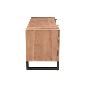 Meuble TV en bois massif et métal noir L150 cm ALVARO
