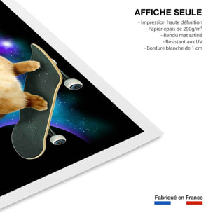 Affiche enfant skate chat  Affiche seule
