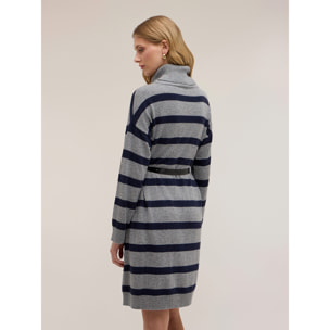 Motivi - Vestito over in maglia a righe - Blu