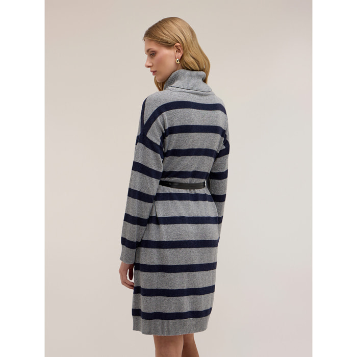 Motivi - Vestito over in maglia a righe - Blu
