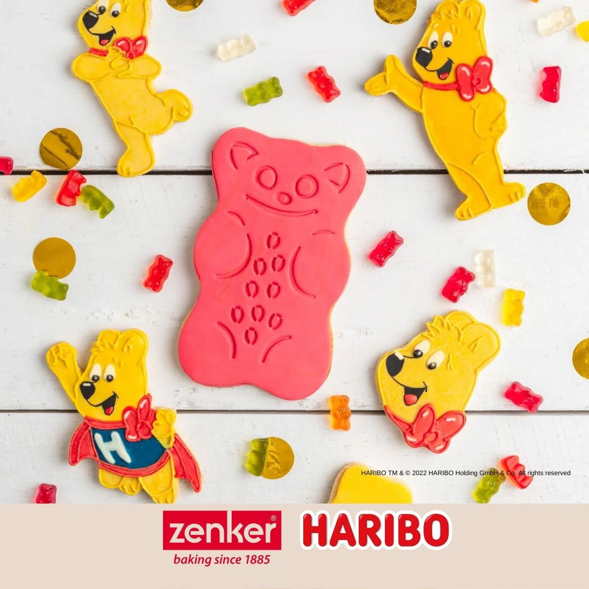 Lot de 2 emporte-pièces en inox motif ourson doré Zenker Haribo