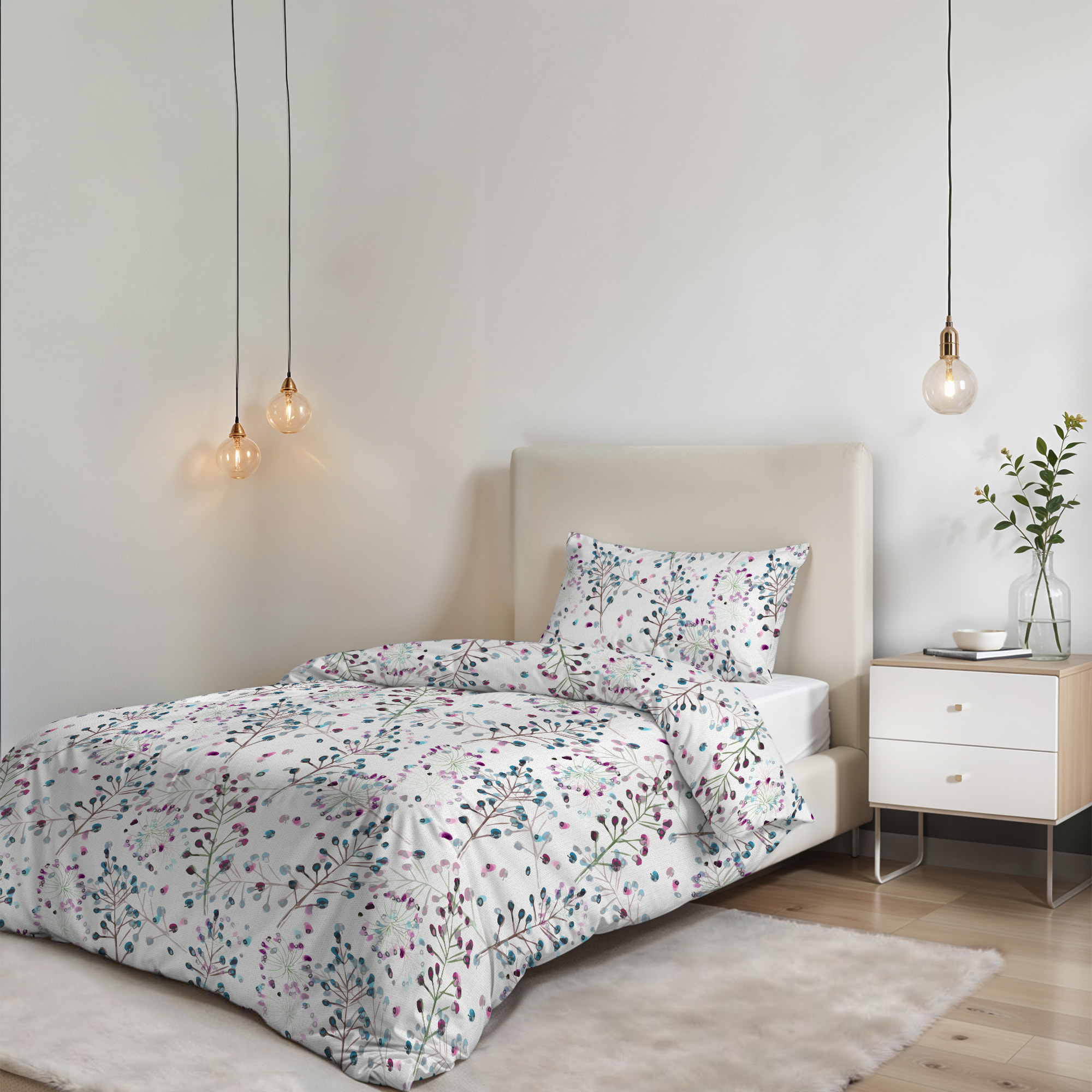 COPRIPIUMINO FANTASY, 100% Microfibra, No Stiro - FLOR