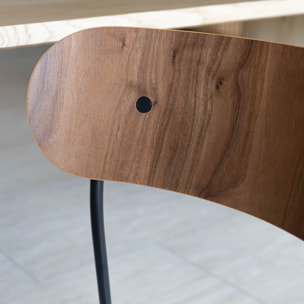 Lot de 2 chaises en tissu écru et dossier en finition noyer GASTON