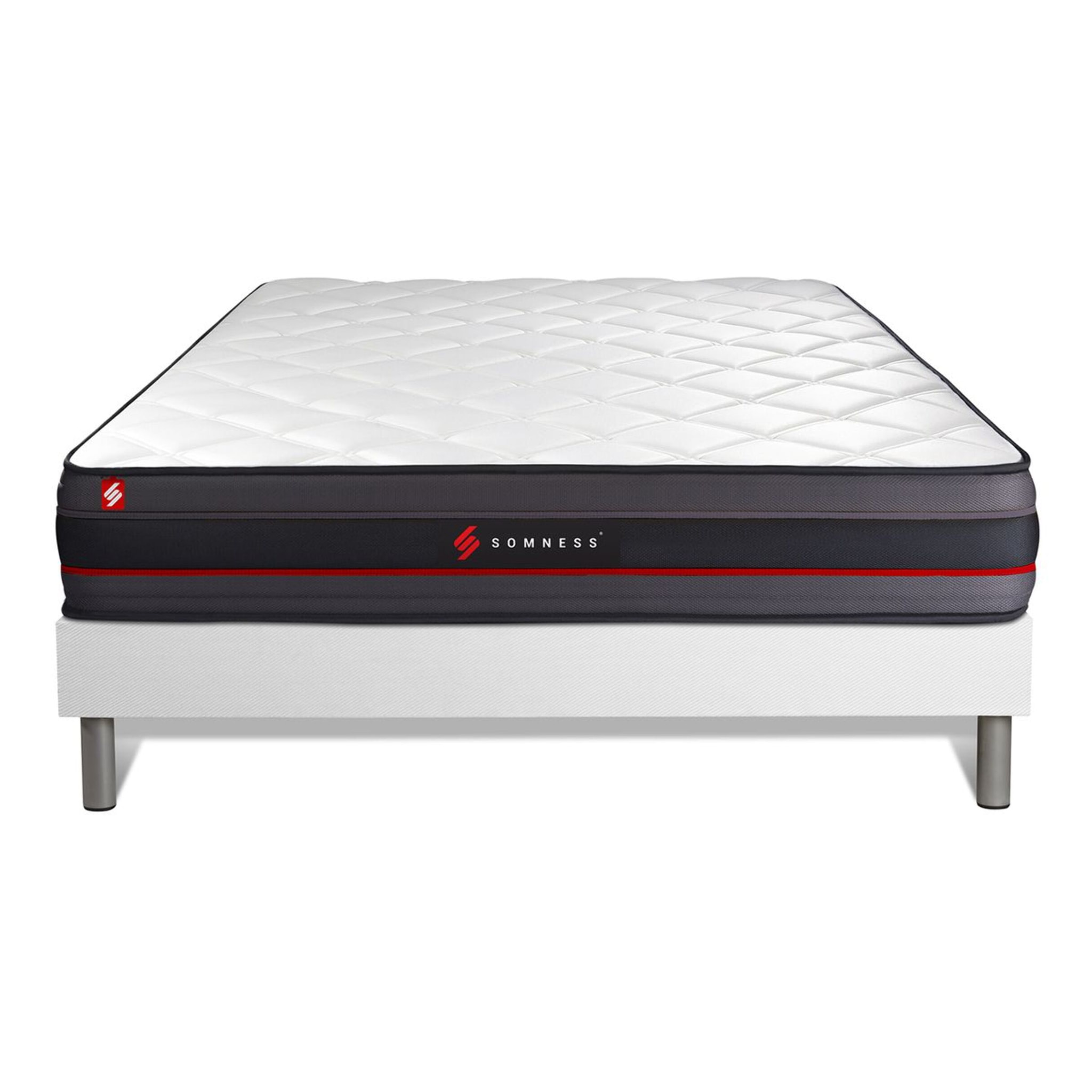 Ensemble Matelas Sommier 200x200 cm - Sommier Blanc (en kit) - Regen
