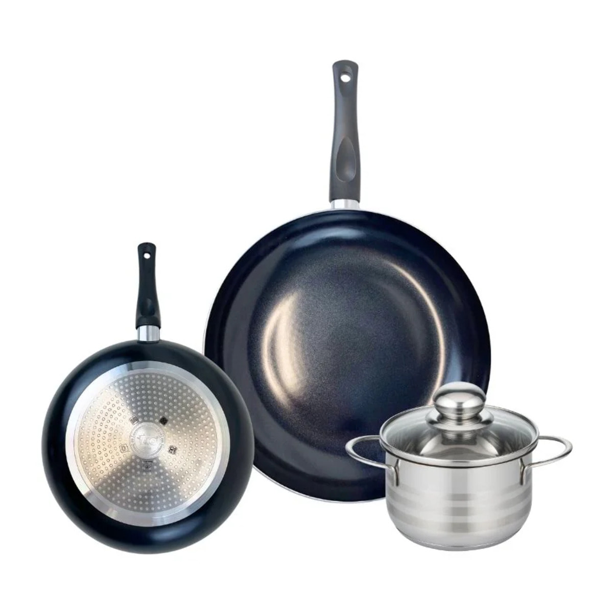 Ensemble de 2 Poêles de cuisson 20 et 28 cm et 1 faitout 14 cm Elo Prima Brillant