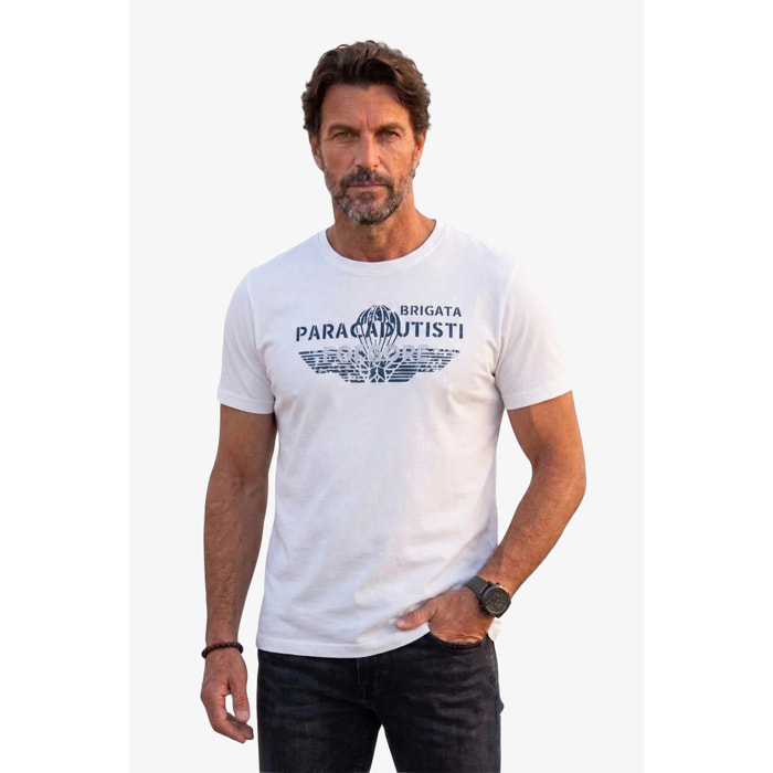 T-shirt Folgore bianca in cotone uomo