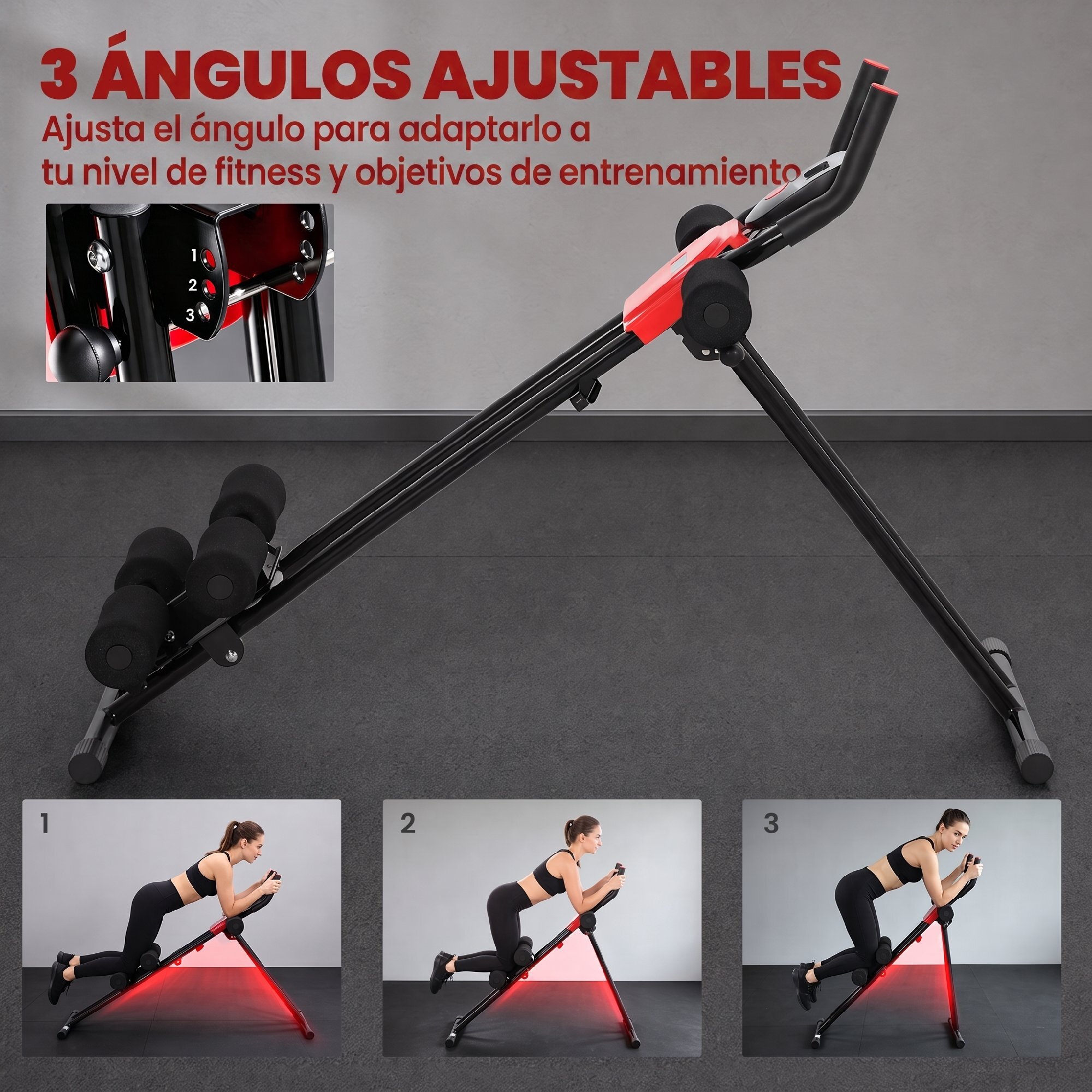 SPORTNOW Máquina Abdominales Plegable con Monitor LCD, Entrenador de Abdominales para Casa, Aparato de Entrenamiento Muscular Multifuncional, Carga 120 kg, para Entrenamiento de Cuerpo Completo