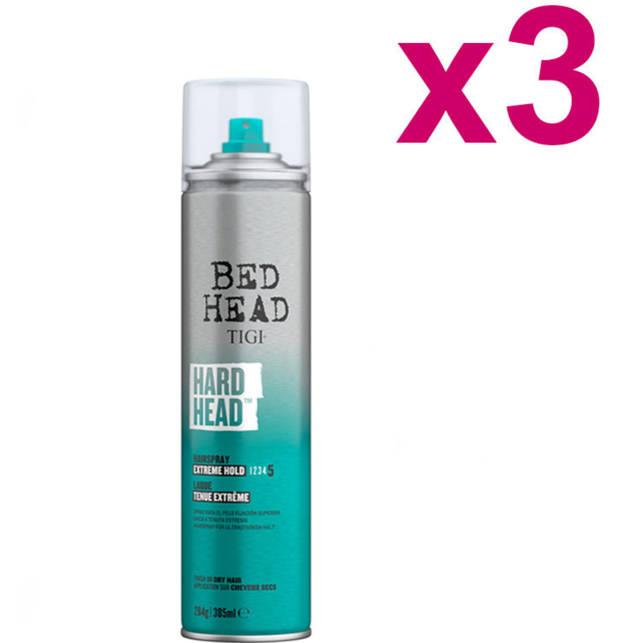 TIGI Kit Bed Head Hard Head Hairspray Extreme Hold 3 Pezzi x 385ml