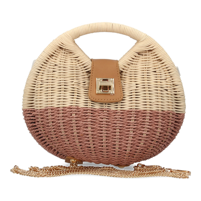 Bolso de hombro para mujer, material de rafia, diseño elegante y moderno ideal para verano