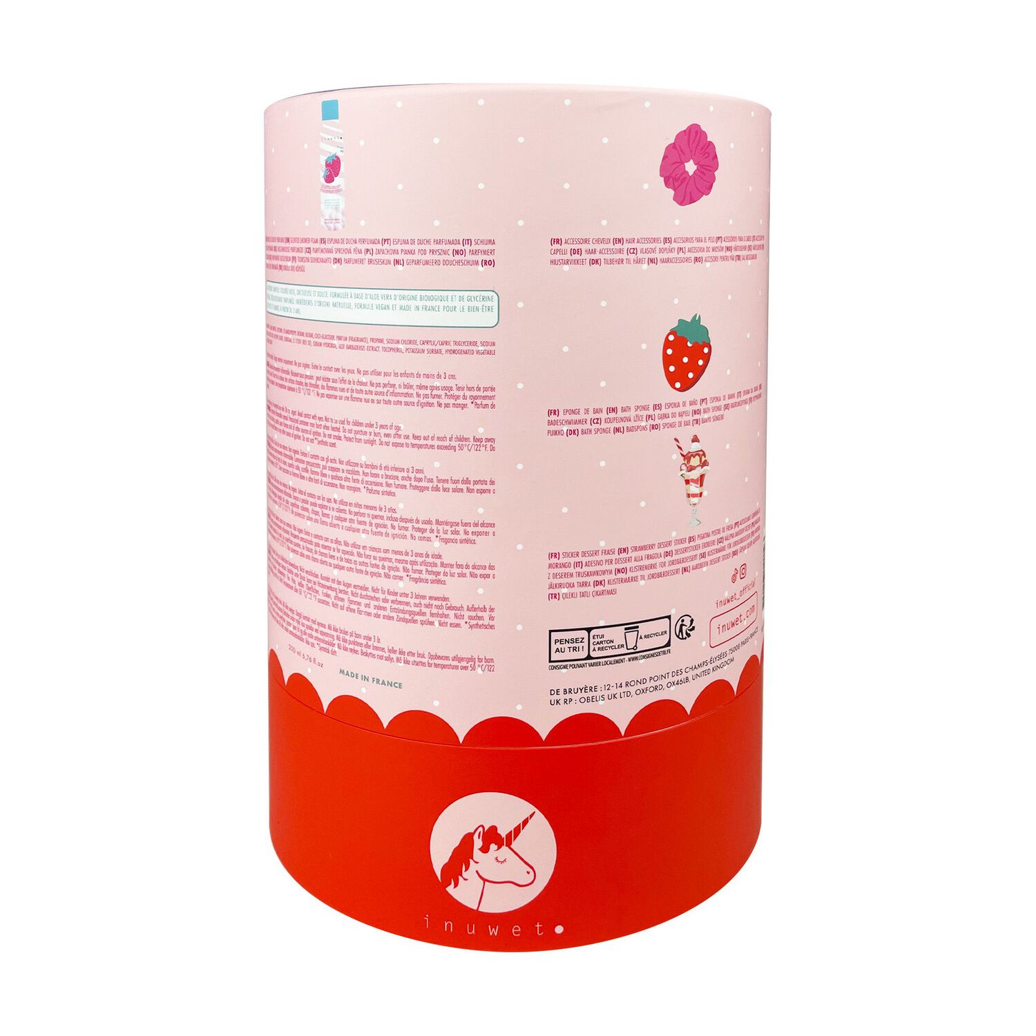 Sweet Pink - Coffret Mousse Douche Fraise 200 ml + Eponge + Choucou + Sticker