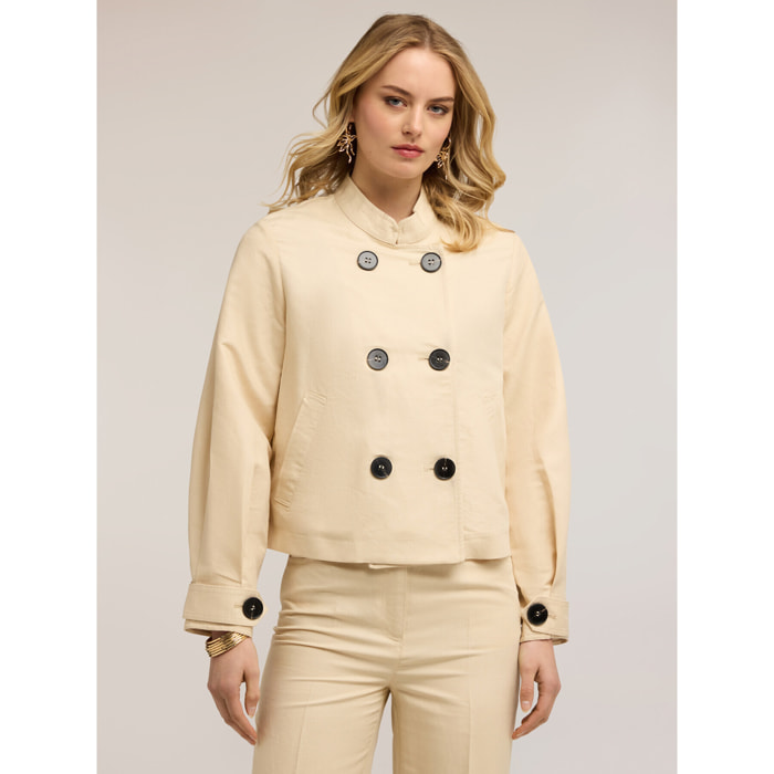 Motivi - Chaqueta cruzada de mezcla de lino - Beige