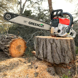 Motosierra de gasolina - motor de gasolina de 2 Tiempos de 61,2cc - 3,6CV espada de 20” - Greencut GS610X