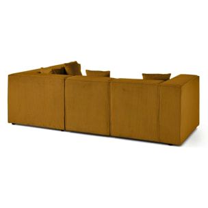 Arty - canapé modulable d'angle droit 4 places - en velours côtelé - Jaune