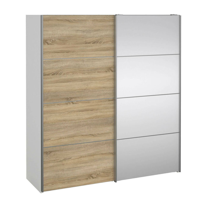 Guardaroba 2 ante Cerreto, Mobile camera da letto, Cabina armadio portabiti, Armadio appendiabiti, 182x64 h202 cm, Quercia e Bianco