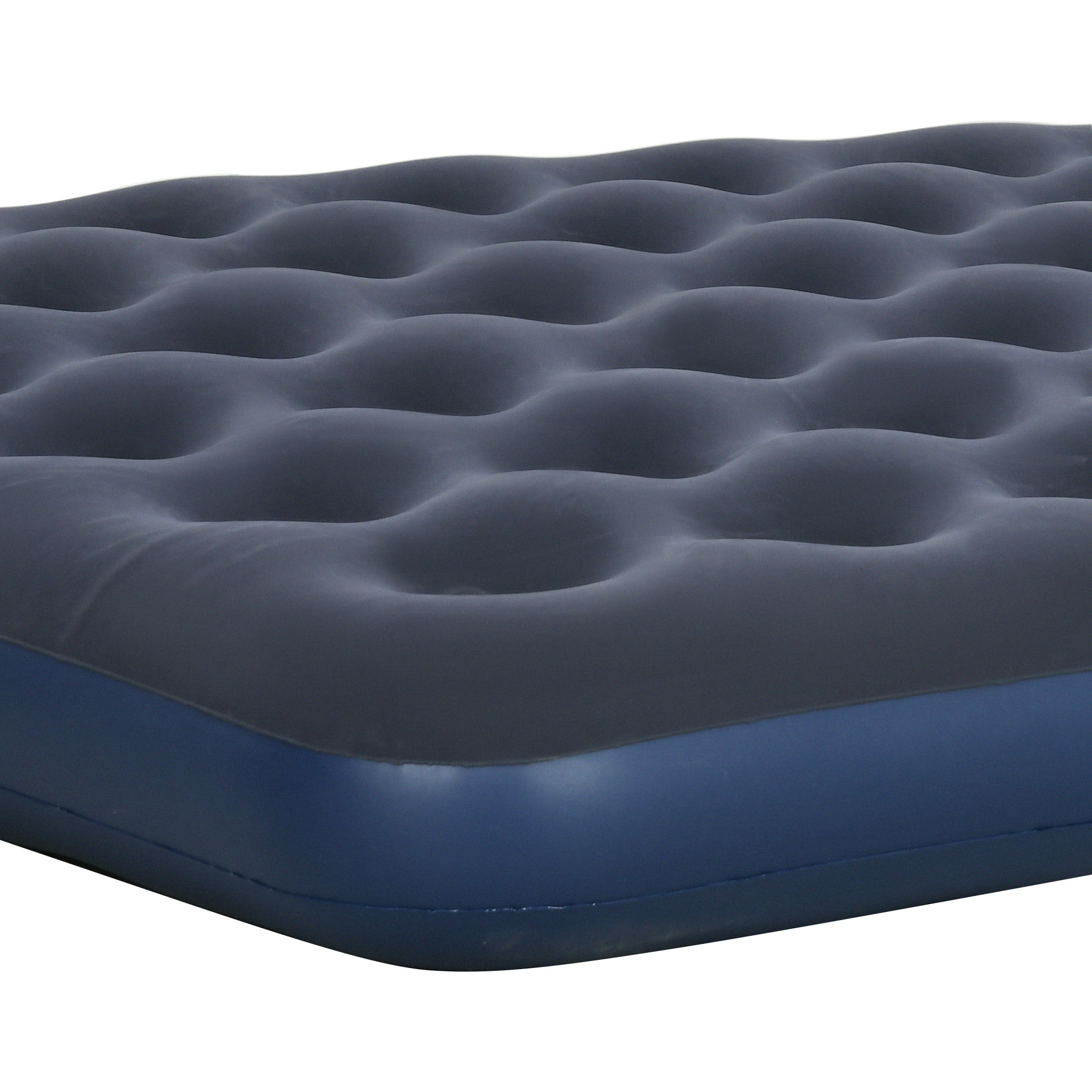 Matelas gonflable double lit pneumatique 2 places avec gonfleur manuel surface floquée bleu