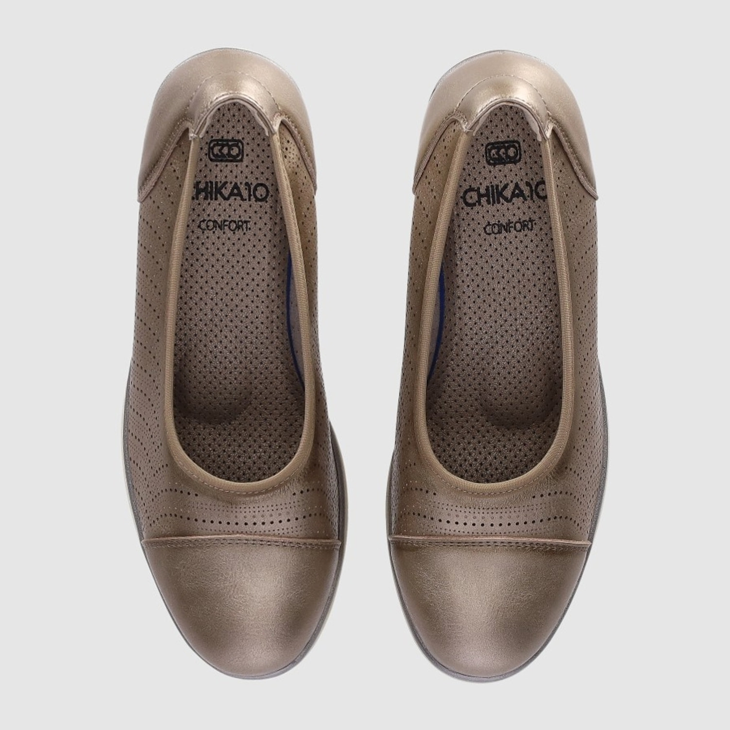 Zapatos de Piel - Bronce - Tacón: 3 cm