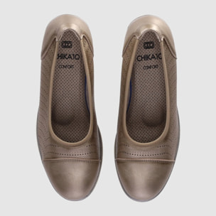 Zapatos de Piel - Bronce - Tacón: 3 cm