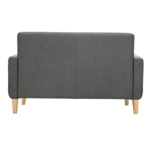 Canapé scandinave 2 places en tissu gris foncé et bois clair LUNA