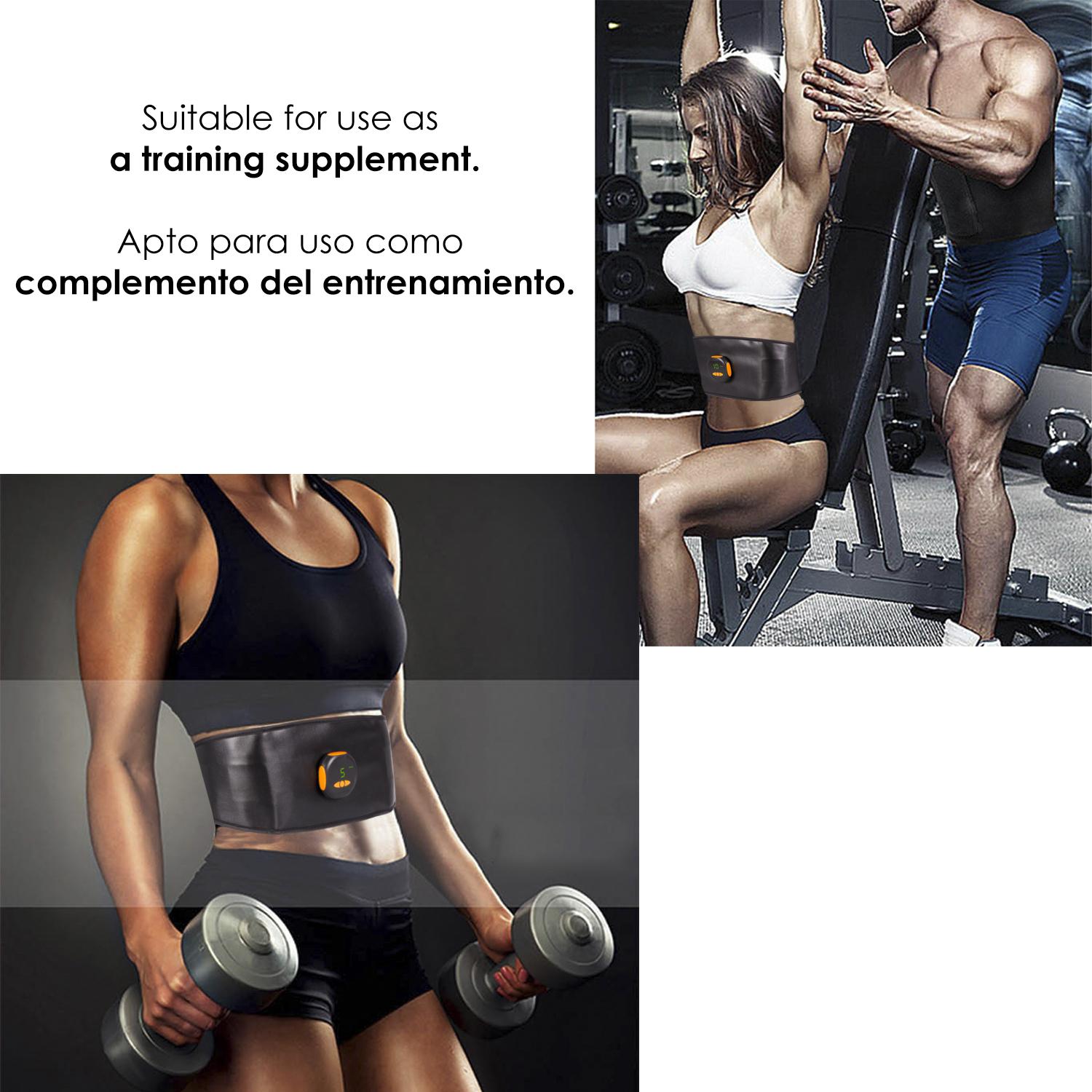 Cinturón estimulador eléctrico de cintura y abdomen EMS Smart Fitness. 15 intensidades, 6 modos. Promueve la circulación sanguínea.