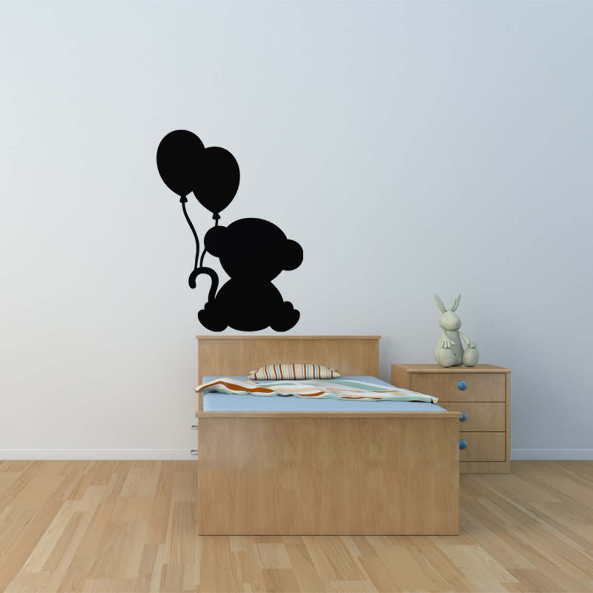 Sticker ardoise tableau noir - stickers muraux adhésif effaçable - NOUNOURS AVEC DES BALLONS