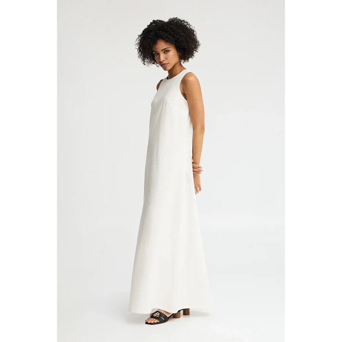 Vestito in cotolino bianco smanicato con logo Polo Club