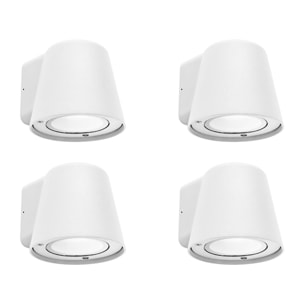 Cone - 4 Apliques de Pared Exterior de 1 Foco GU10 con IP44 de Color Blanco