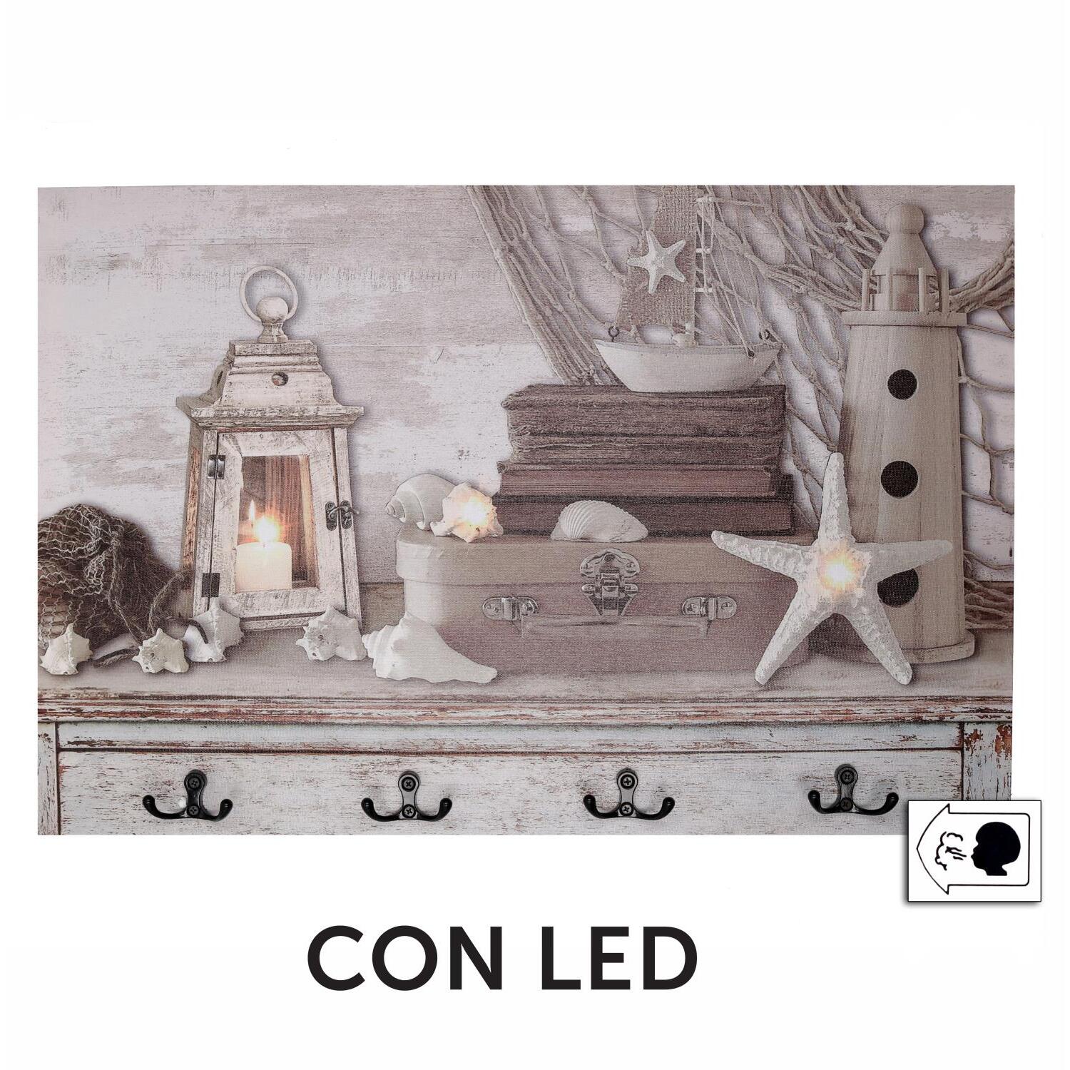 Appendino mare in legno da 8 posti con led cm60x40x1,8