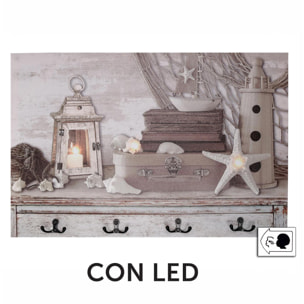 Appendino mare in legno da 8 posti con led cm60x40x1,8