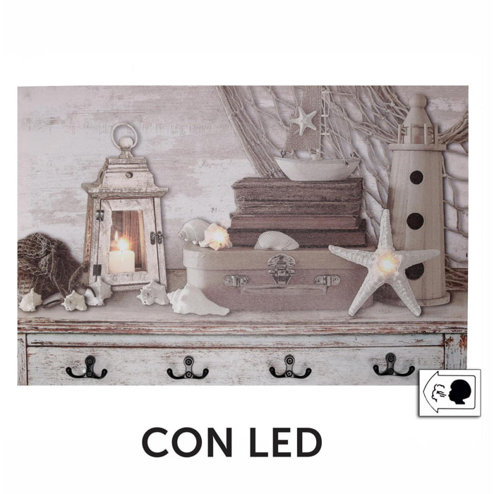 Appendino mare in legno da 8 posti con led cm60x40x1,8