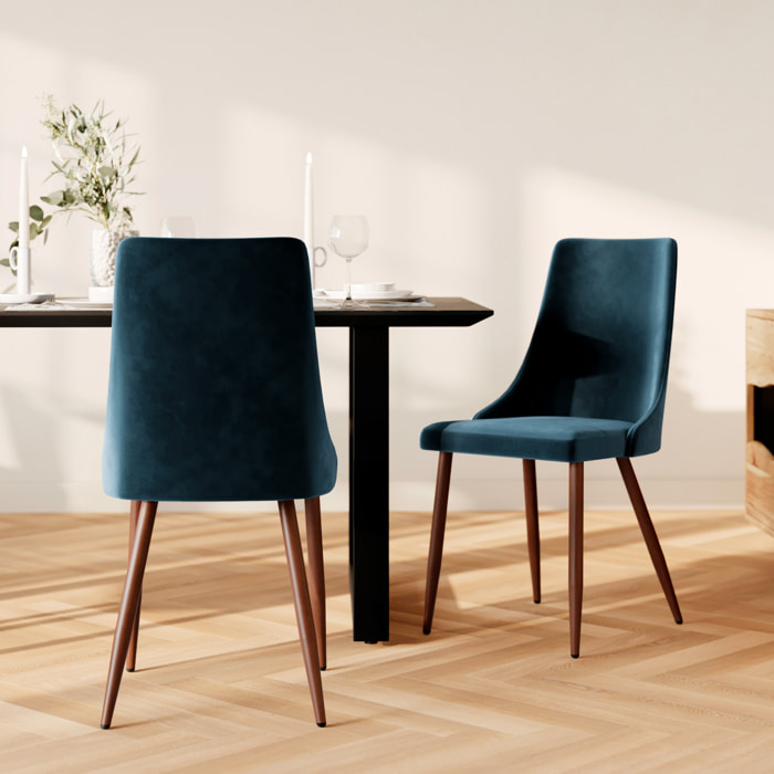 Lot de 2 chaises en velours bleu - Vinni