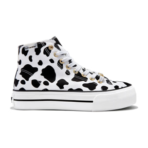 Zapatillas Altas de Mujer con Estampado de Vaca One Way Cow D.Franklin