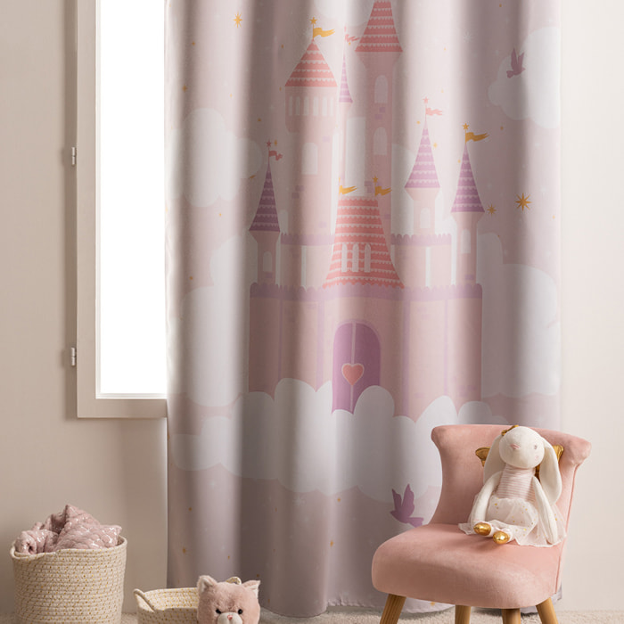 Rideau occultant enfant "Château" 135x260cm rose clair