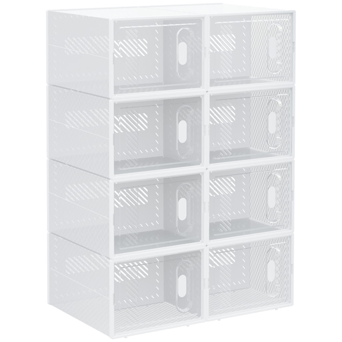 Armario Modular de Plástico Cajas de Zapatos Talla de 43 con 8 Cubos Puertas Magnéticas Muble Organizador para Entrada Pasillo Dormitorio 25x35x19 cm Transparente