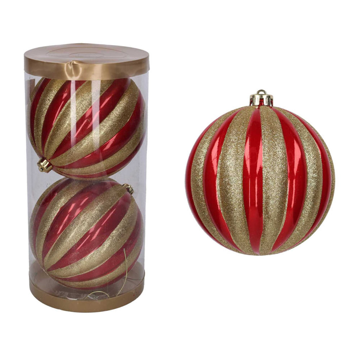 Palla di plastica confezione da 2 pezzi rosso e oro cm ø20
