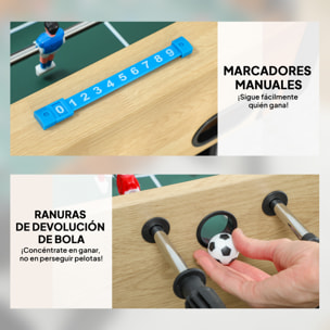 Futbolín para Niños Plegable, Mesa de Futbolín de Madera con 2 Marcadores, 8 Asas, 22 Jugadores, 8 Barras y 2 Bolas, para 2 a 4 Personas, Adultos, Familias, Fiestas, 118x107,5x78 cm, Natural