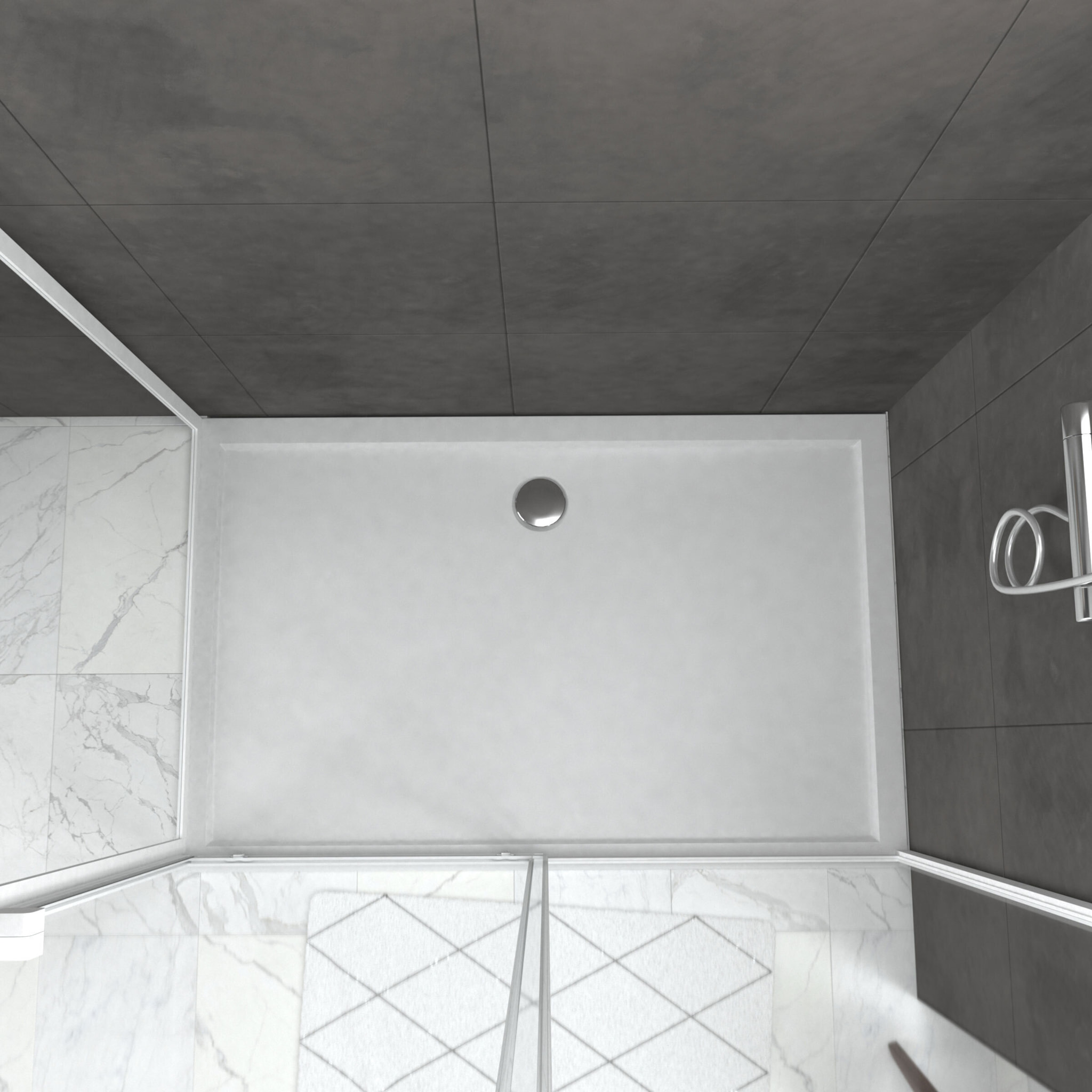 Pack porte de douche Coulissante blanc 140X185 cm + paroi de retour 90cm + receveur à poser - WHITY