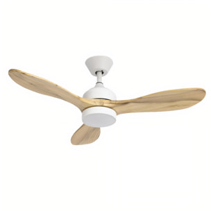 Forlight Calar ventilador con selector de temperatura en color blanco y las palas de madera