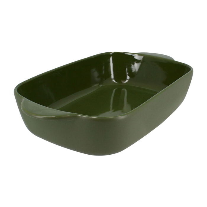 Plat à four en grès vert 38x23cm OCTAVE