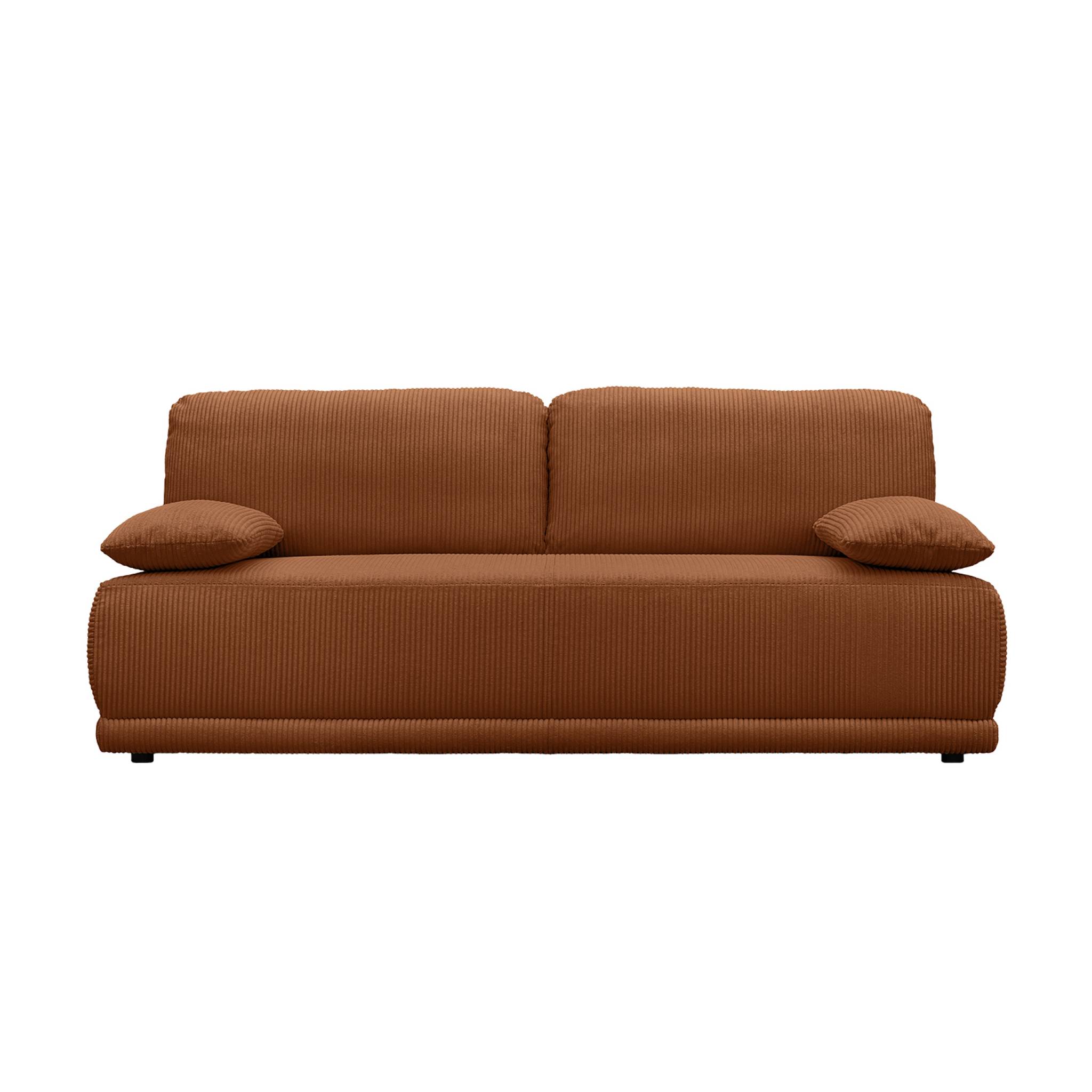 Banquette convertible 3 places velours côtelé camel avec coffre de rangement - L 192 x P 100 x H 81cm -Nelson