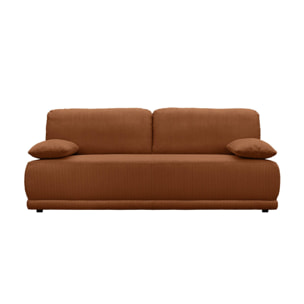 Banquette convertible 3 places velours côtelé camel avec coffre de rangement - L 192 x P 100 x H 81cm -Nelson