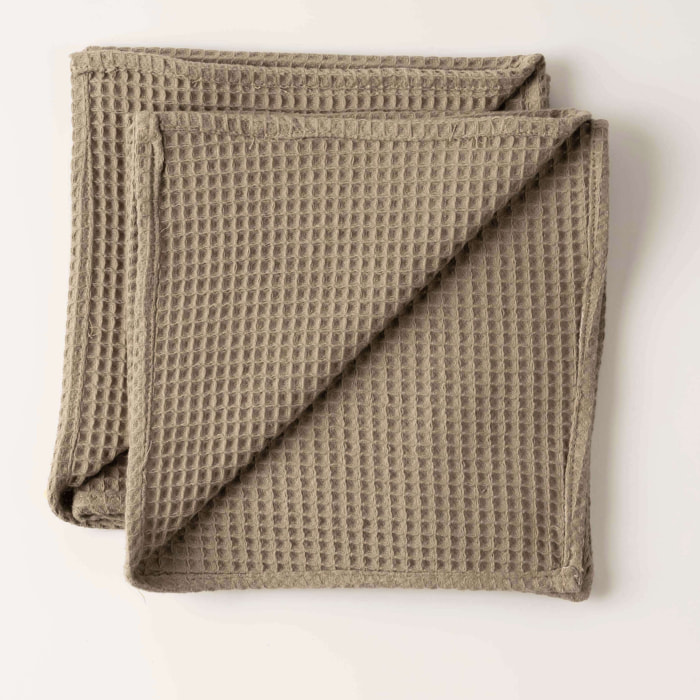 Pack 2 serviette Waffle Noyer 45x45 cm