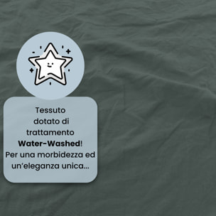 PARURE COPRIPIUMINO WATER WASHED, 100% Microfibra, No Stiro - SALVIA