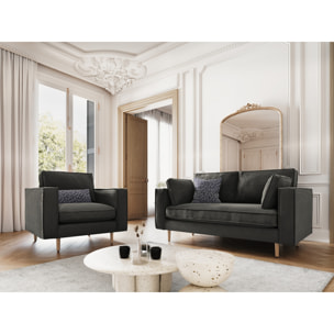 Fauteuil "Alexis" en velours côtelé gris foncé