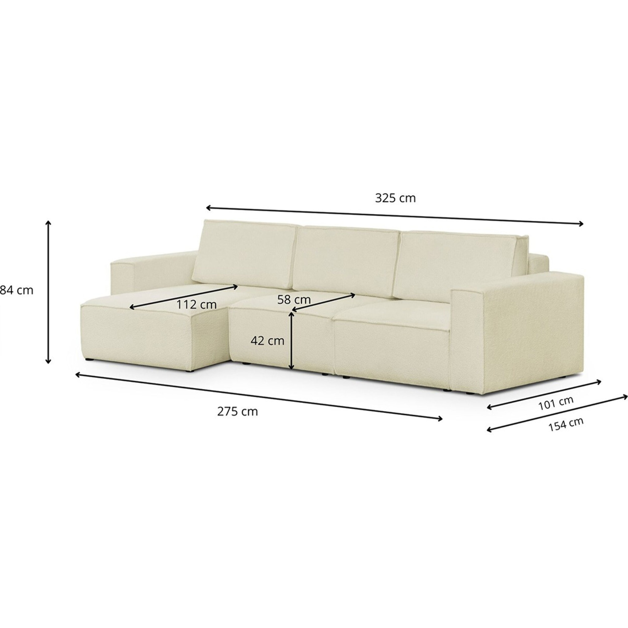 Canapé d'angle modulable 5 places en tissu bouclé - Harper Mod