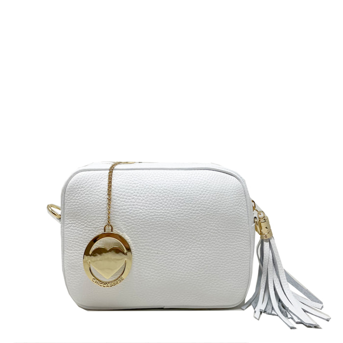 Chicca Borse - Tracollina Clutch Donna in Vera Pelle - Colore Bianco