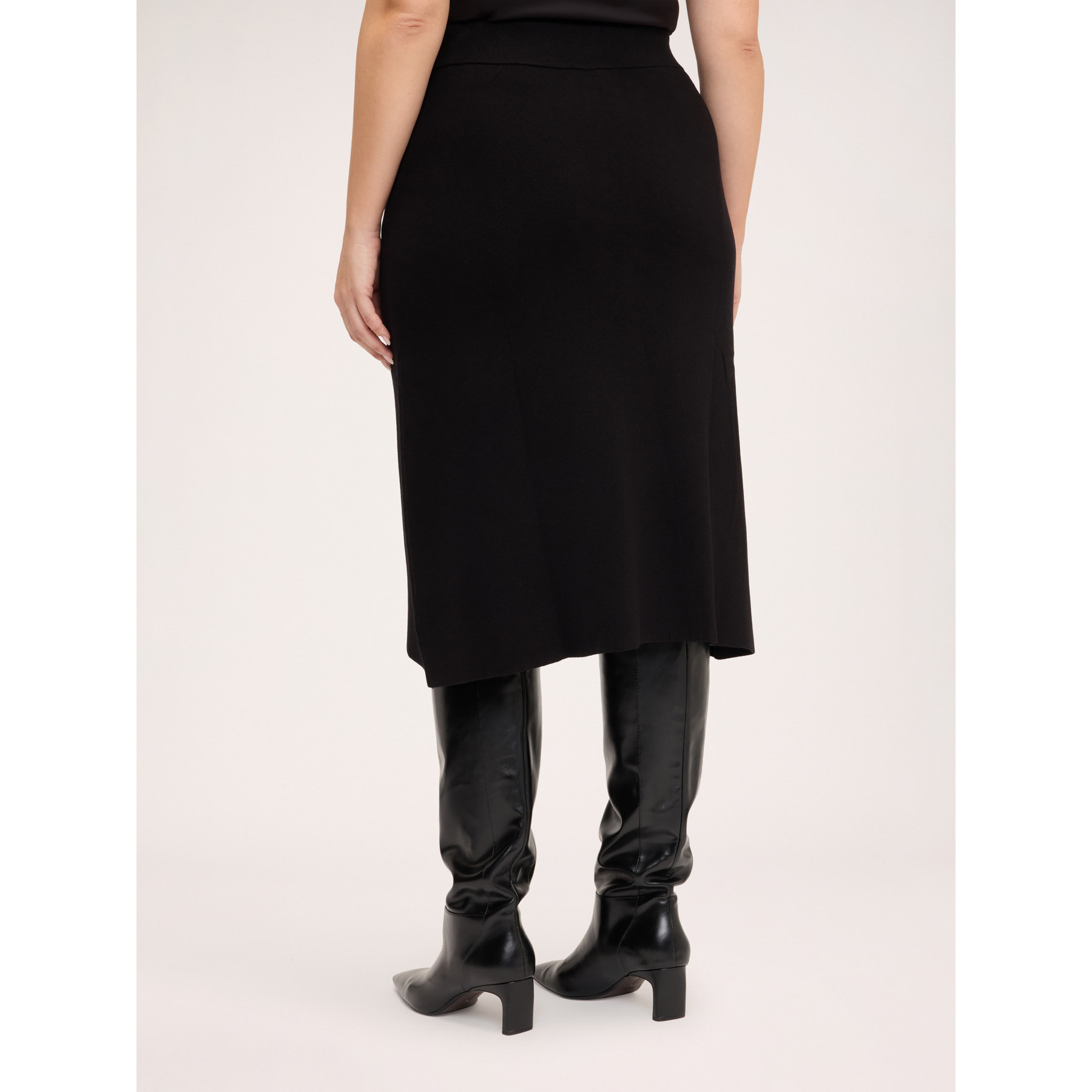 Fiorella Rubino - Gonna linea ad "a" in maglia fine - Nero