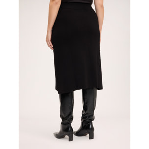 Fiorella Rubino - Gonna linea ad "a" in maglia fine - Nero