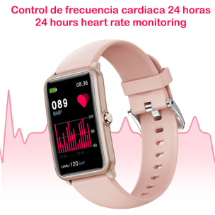 Brazalete inteligente H86B con monitor de tensión y cardiaco. Varios modos deportivos, sumergible, notificaciones de apps.